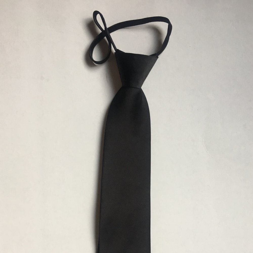 Manzini Neckwear Thin Black Zipper Tie